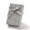 Cardboard Jewelry Set Packaging Boxes, with Sponge Inside, for Rings, Small Watches, Necklaces, Earrings, Bracelet, Rectangle with Bowknot, Light Grey, 8.35x5.5x2.55~3cm