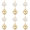 6Pcs Brass & Natural Pearl Heart Pendants, Rack Plating, Long-Lasting Plated, Cadmium Free & Lead Free, Real 18K Gold Plated, 19.5mm, Hole: 1.8mm