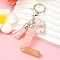 Resin & Acrylic & Faux Suede Tassel Keychain, with Alloy Clasp and Iron Rings, Letter L, 9.5cm