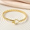 Brass Bangles for Women, Rack Plating, Hook, Long-Lasting Plated, Lead Free & Cadmium Free, Real 18K Gold Plated, Inner Diameter: 1-7/8x2-1/2 inch(4.9x6.4cm)