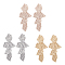 3 Pairs 3 Colors Alloy Dangle Stud Earrings fot Women, Polygon, Mixed Color, 70~71x31.5mm, 1 pair/color
