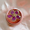 Alloy & Rhinestone/Synthetic Quartz Cuff Rings, Flower, Medium Violet Red, Inner Diameter: 15~20mm