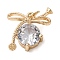Brass Pendants, with Crystal Zirconium, Round with Bowknot, with Jump Ring, Cadmium Free & Lead Free, Rack Plating, Long-Lasting Plated, Golden, 17x18x8mm, Hole: 3mm