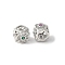 Brass Micro Pave Cubic Zirconia European Bead, Cube with Flower, Large Hole Beads, Rack Plating, Lasting Plated, Cadmium Free & Lead Free, Platinum, 7.5x9.5x8.5mm, Hole: 4.5mm