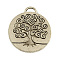 Tibetan Style Alloy Enamel Pendants Setting, Flat Round with Tree of Life, Cadmium Free & Lead Free, Antique Silver, 27x23.5x2.5mm, Hole: 4mm, about 190pcs/1000g