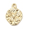 Brass Charms, Flat Round with Butterfly, Real 14K Gold Plated, 13x10x2mm, Hole: 1.2mm