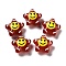 Handmade Lampwork Bead, with Enamel, Star with Smiling Face, Dark Red, 20~20.5x21~21.5x10.5~11mm, Hole: 1.6mm