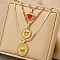 304 Stainless Steel Red Enamel Heart Pendant 3 Layer Necklaces for Women, Real 18K Gold Plated, 17.72 inch(45cm) and 23.62 inch(60cm), 3pcs/set