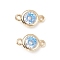 Brass Pave Cubic Zirconia Connector Charms, Real 18K Gold Plated, Long-Lasting Plated, Flat Round, Sky Blue, 5x2mm, Hole: 1mm