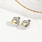 Brass Two Tone Stud Earrings, Platinum & Golden, Heart, 13mm