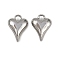 Brass Pendants, Heart Charms, Long-Lasting Plated, Cadmium Free & Lead Free, Rack Plating, Platinum, 14.5x10.5x5.5mm, Hole: 2mm