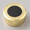 Alloy Steel Loose Diamond Boxes, Round Visible Window Case with Screw Caps and Black Sponge Inside, for Jewelry Cabochons Displays, Light Gold, 3.25x1.6cm