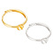 2Pcs 2 Colors Adjustable Sterling Silver Ring Components, Ring Settings for Half Drilled Beads, with 925 Stamp, Platinum & Golden, US Size 8(18.1mm), Tray: 6mm, Pin: 0.9mm, 1pc/color