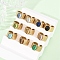 304 Stainless Steel with Glass Cat Eye Cuff Rings for Women, Oval, Ion Plating(IP), Real 18K Gold Plated, Mixed Color, 11.5x9.5mm, 17mm