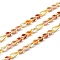 Brass Figaro Chains, Soldered, with Enamel, Rack Plating, Long-Lasting Plated, Lead Free & Cadmium Free, with Spool, Real 18K Gold Plated, Colorful, Link: 4.5x3x1mm and 6x2.5x1mm