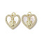 Brass Micro Pave Cubic Zirconia Pendants, with Shell, Virgin Mary Pattern, Real 18K Gold Plated, Heart, 18.5x18x3mm, Hole: 3mm