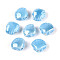 Handmade Porcelain Beads, Shell Shape, Bright Glazed Porcelain, Deep Sky Blue, 9.5~10x11.5~12x6~6.5mm, Hole: 1.6~2mm