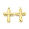 PVD Vacuum Plating 304 Stainless Steel Charms, Cross Charms, Real 18K Gold Plated, 14x9.5x1.7mm, Hole: 1mm
