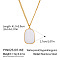 Summer 304 Stainless Steel Enamel Rectangle Pendant Necklace for Women, Real 18K Gold Plated, White, 16.14 inch(41cm)