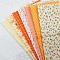 Cotton Fabric, for Patchwork, Sewing Tissue to Patchwork, Square with Flower Pattern, Orange, 25x25cm, 7 sheets/set