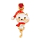 Christmas Theme Brass Micro Pave Cubic Zirconia Pendants, Nickel Free, with Enamel, Real 18K Gold Plated, Cat Shape, 33x19x6mm, Hole: 4.5x2.5mm