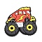 PVC Cabochons, Cartoon Car, Orange, 35x34x3.5mm
