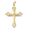 Brass Micro Pave Clear Cubic Zirconia Pendants, Cross Charms, Lead Free & Cadmium Free, Rack Plating, Long-Lasting Plated, Real 18K Gold Plated, 29x20x2.5mm, Hole: 4x2mm
