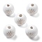 Christmas Printed Schima Wood European Beads, Round, Snowflake, White, 16x14.5mm, Hole: 4.5mm