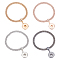 4Pcs 4 Colors Donut Charm Stretch Bracetet for Girl Women, Iron Popcorn Chain Bracelet, Mixed Color, Inner Diameter: 2-1/2 inch(6.25cm), 1pc/color