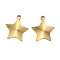 304 Stainless Steel Pendants, with Ray, Ion Plating(IP), Real 18K Gold Plated, Star, 16.5x15x1.5mm, Hole: 1.6mm
