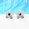 304 Stainless Steel Stud Earrings, with Rhinestone, Flower, Stainless Steel Color, 10x10mm