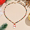 Christmas Alloy Enamel Pendant Colorful Glass Seed Beaded Necklaces, Golden, Snowman, 14.57 inch(37cm), pendant: 25x14mm