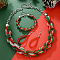 Christmas Glass Seed Beaded Multilayer Necklaces & Teardrop Dangle Earrings & Bracelets Sets, Red, 500mm & 80mm & 70x23mm