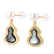 Gourd Natural Black Lip Shell & Pearl Dangle Stud Earrings PEAR-N020-05R-3