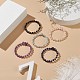 Ensemble de bracelets de manchette perlés ronds de pierres précieuses mélangées naturelles de style 5pcs 5 BJEW-JB09011-2