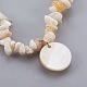 Bracelets extensible en chip perles de coquille blanche avec breloque BJEW-JB03981-4