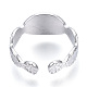 304 Stainless Steel Evil Eye Open Cuff Ring for Women RJEW-N040-27-3