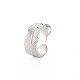 304 anello per polsino aperto con foglia in acciaio inossidabile per donna RJEW-S405-213P-3