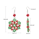 Blume Glasperlenkorne baumeln Ohrringe für Weihnachten EJEW-JE01615-01-4