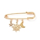 304 Stainless Steel Star & Sun & Moon Charms Safety Pin Brooch JEWB-BR00080-1