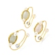 Ovaler Manschettenring aus geflochtenen Perlen aus natürlichem weißem Achat und Jade RJEW-H220-45G-1