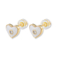 Natural Shell & Enamel Heart Stud Earrings with Cubic Zirconia EJEW-N011-79D-2