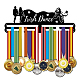 鉄メダル ハンガー ホルダー ディスプレイ ウォール ラック  2行  ネジ付き  聖パトリックの日のアイリッシュダンス  人間  400x150mm ODIS-WH0021-839-1