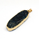 Plated Natural Druzy Agate Oval Pendants G-R275-14-3