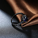 トレンディな真鍮ガラスラインストーンの指輪  ラウンド  サイズ6  ブルー  ガンメタ色  16.5mm RJEW-BB18916-6-6