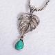 Antique Silver Plated Fashionable Retro Synthetic Turquoise Leaf Jewelry Sets: Earrings & Bracelets & Necklace SJEW-E044-03A-2