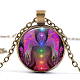 Чакра тема йога человеческое стекло кулон ожерелье CHAK-PW0001-023B-1
