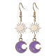 Alloy Enamel Moon & Brass Star Dangle Earrings EJEW-JE05403-2