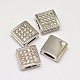 Square Brass Micro Pave AAA Cubic Zirconia Slide Charms ZIRC-L050-16-NR-2