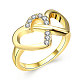 Cava cuore dolce lega di stagno di anelli di barretta strass ceco per le donne RJEW-BB14505-7-1